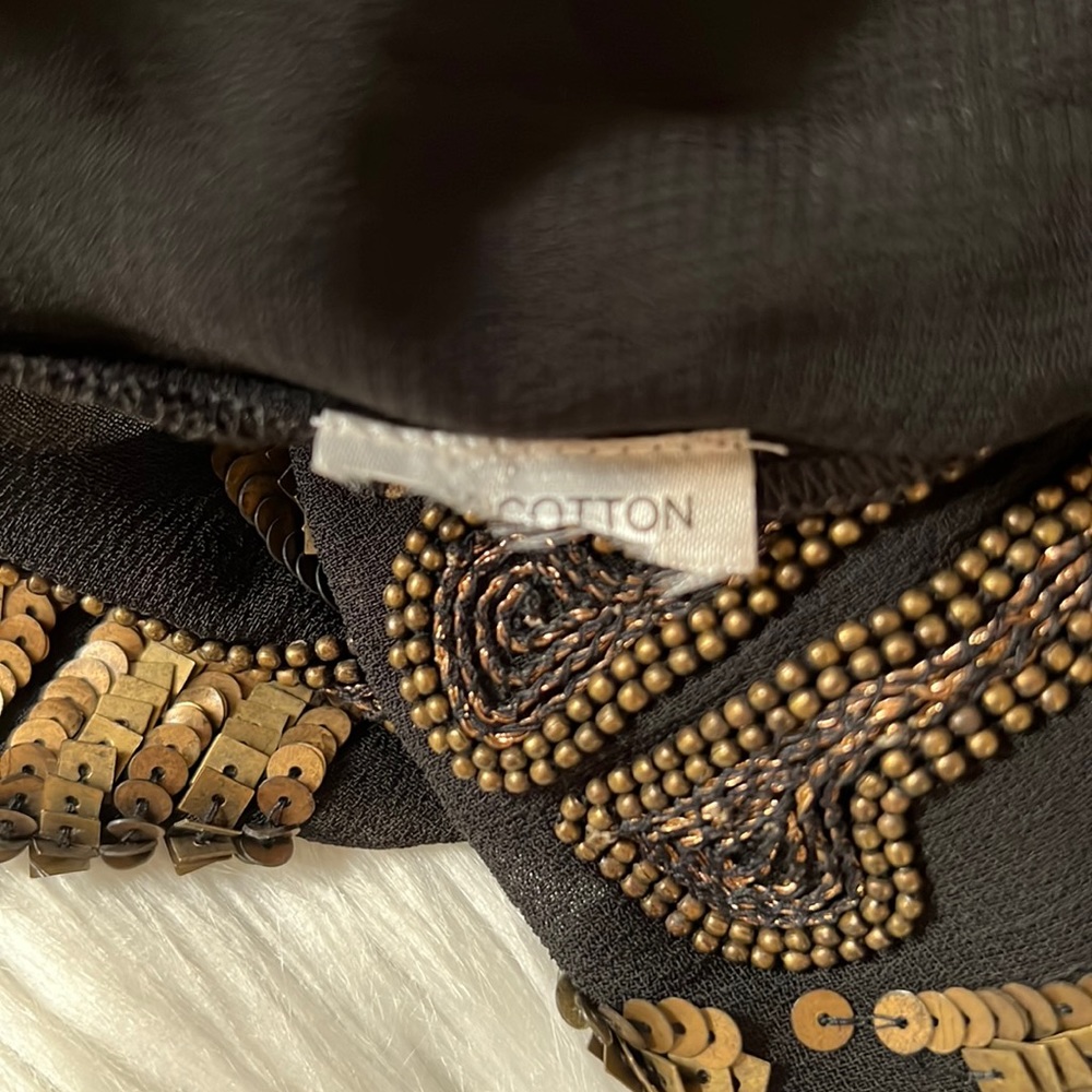 Antik Batik Black Sequined Long Sleeve Sheer Shirt Size 38 / 8 NWOT - Picture 6 of 6